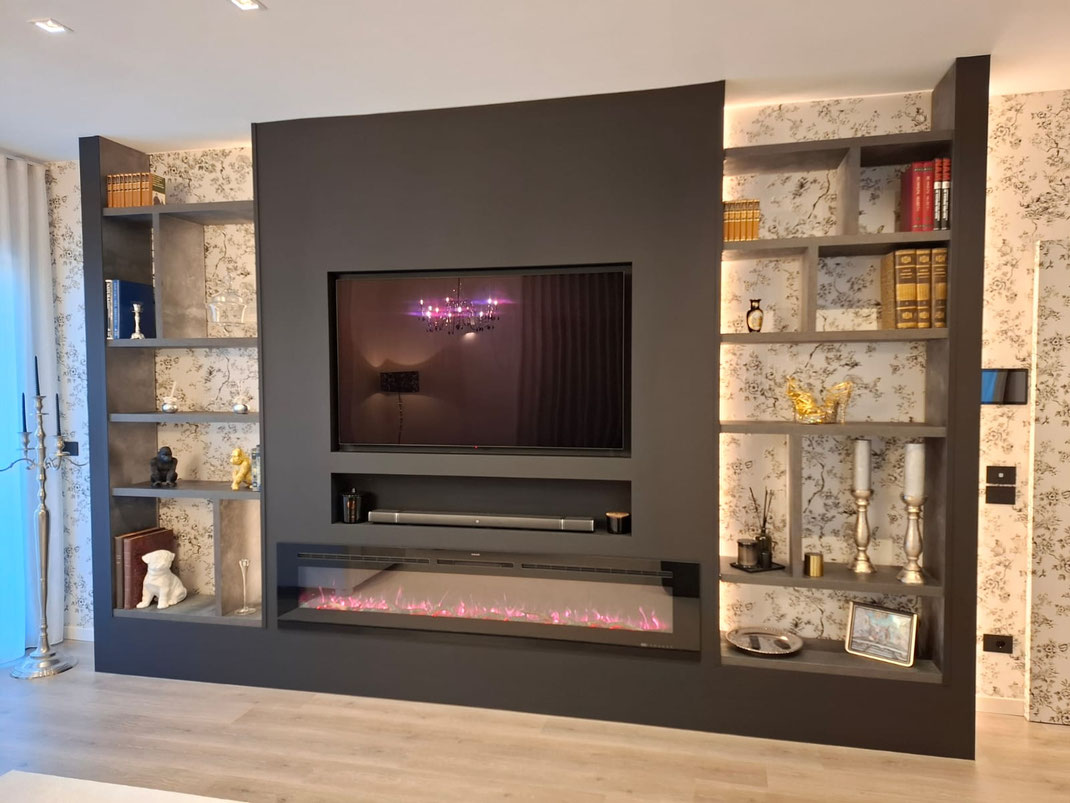 parete attrezzata in cartongesso soggiorno 