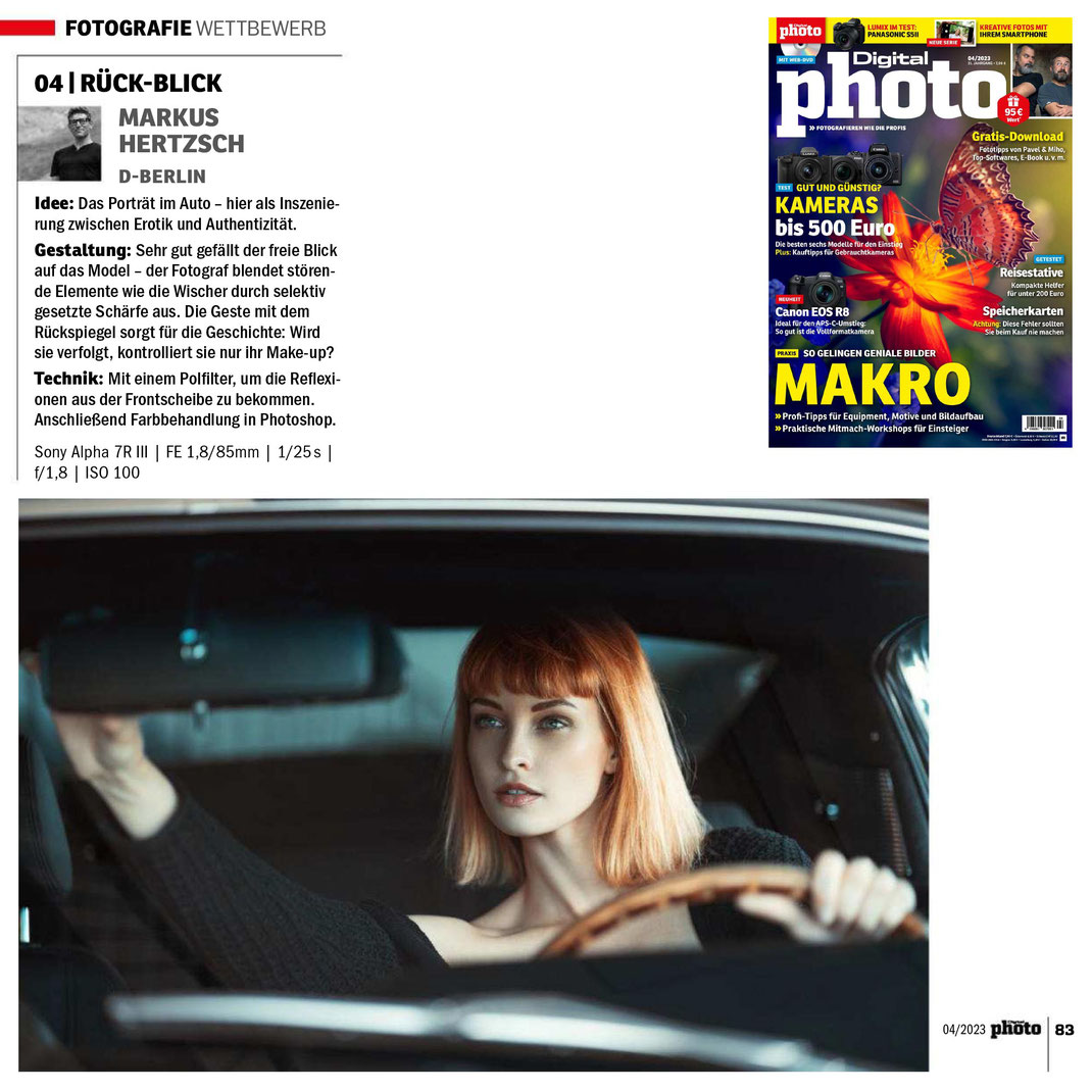 Digital Photo - Fotografie Wettbewerb - 04 2023 - Markus Hertzsch - Girl - Model - Wettbewerb - Car - Portrait - Pose - Mirror - V8 - Ford Mustang