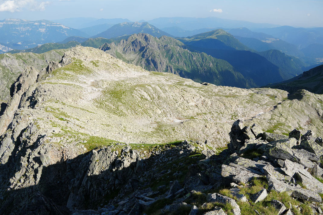 Blick zurück zum Col della Banca und dem Hochplateau "Banca"