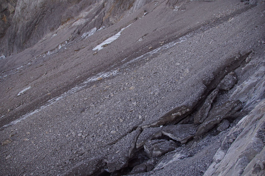 Zerfallserscheinungen am westlichen Gletscherrand