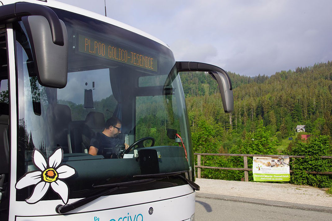 Hinfahrt mit dem Bus nach Planina pod Golico