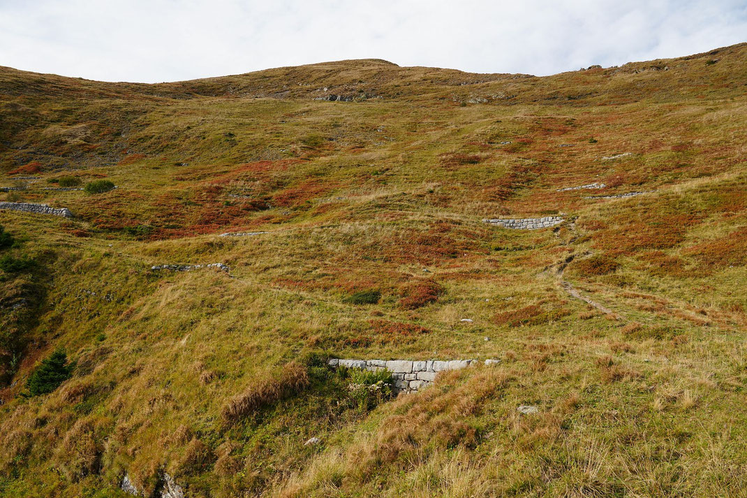 Trockensteinmauern weisen auf den Weg hin