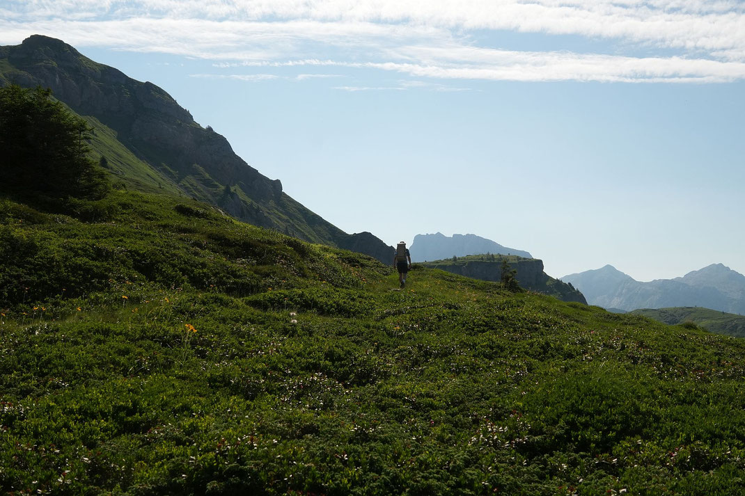 Links die Ringmauer im Hintergrund der Trogkofel