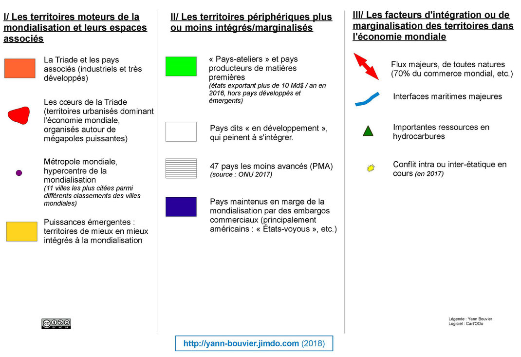 Croquis Carte Bac Territoires dans la mondialisation Légende Yann Bouvier