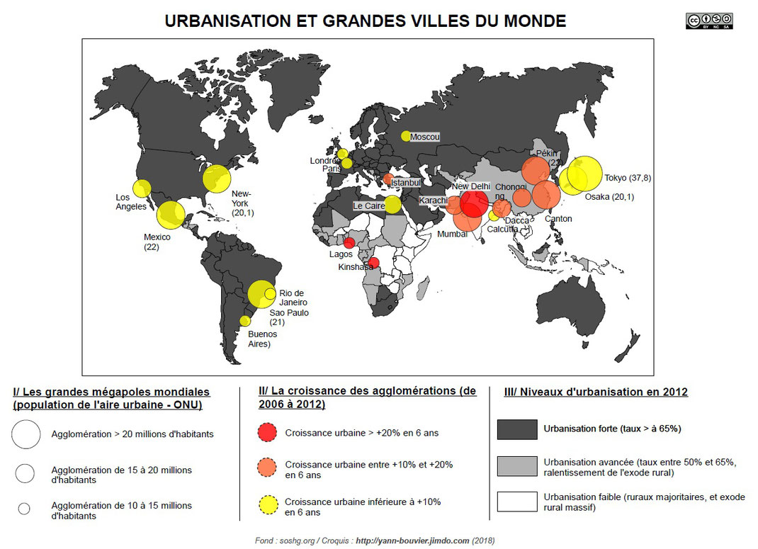 Croquis Urbanisation Villes Métropoles Monde 2018 Yann Bouvier
