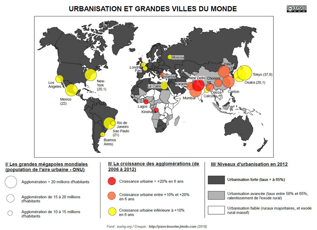 L'urbanisation Du Monde Page De Garde En Géographie CROQUIS (1ere) - Urbanisation et grandes mégapoles mondiales - Cours d
