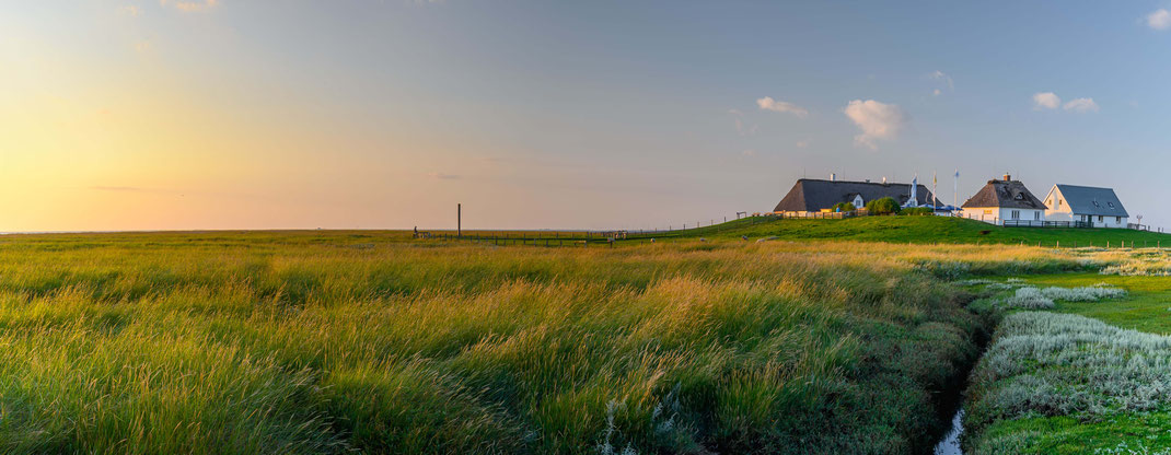 Wiese und Haus am Meer