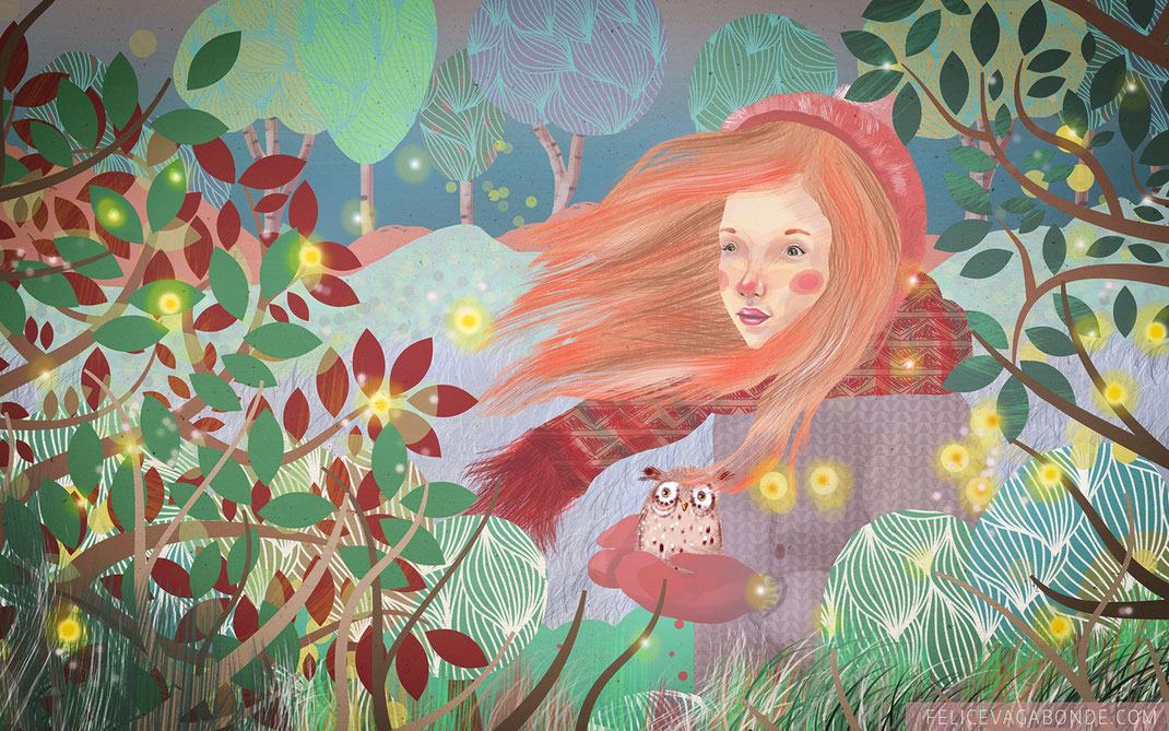 Kinderbuch - Illustration "Eulenmädchen", (c) Felice Vagabonde 2015