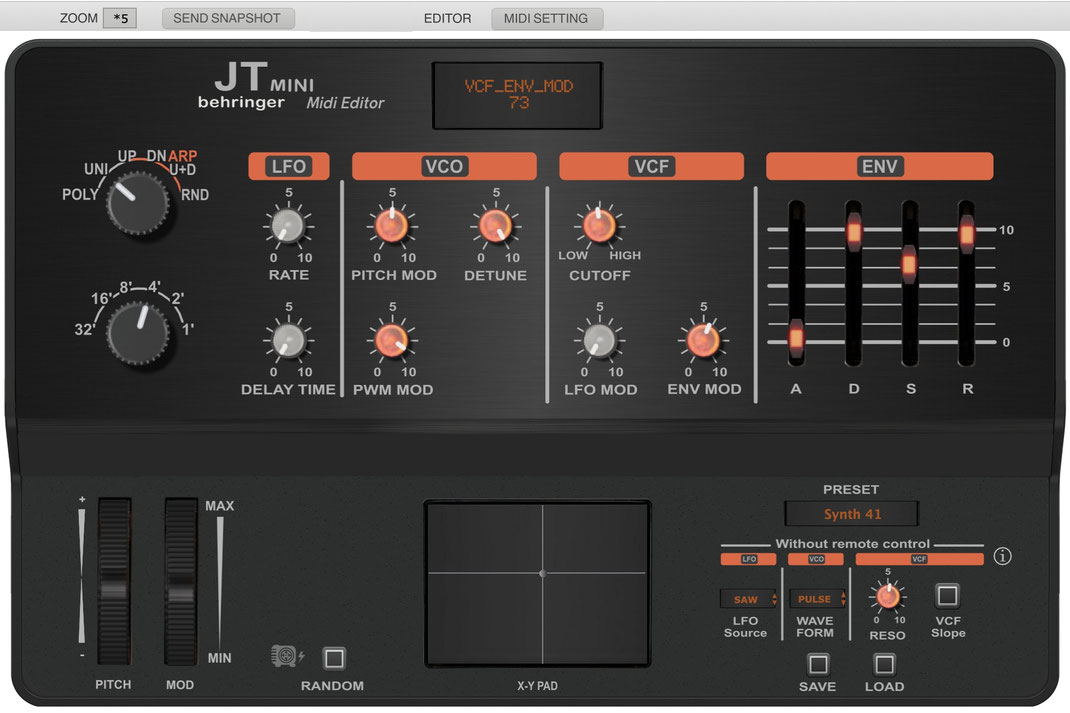Behringer JT mini Editor, VST and Standalone