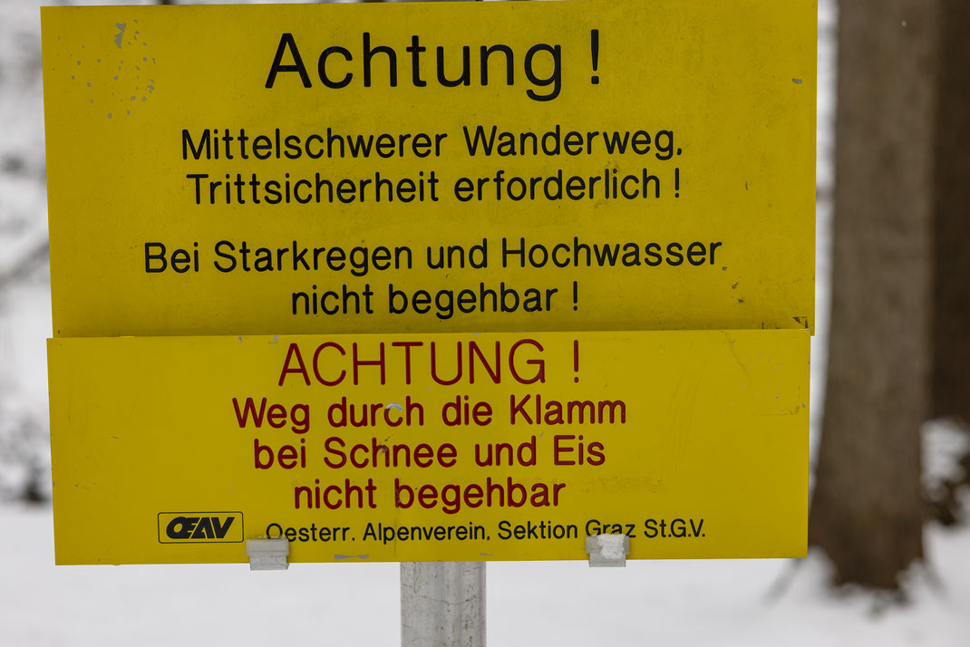 ...leider stand die Tafel auf der falschen Seite der Klamm
