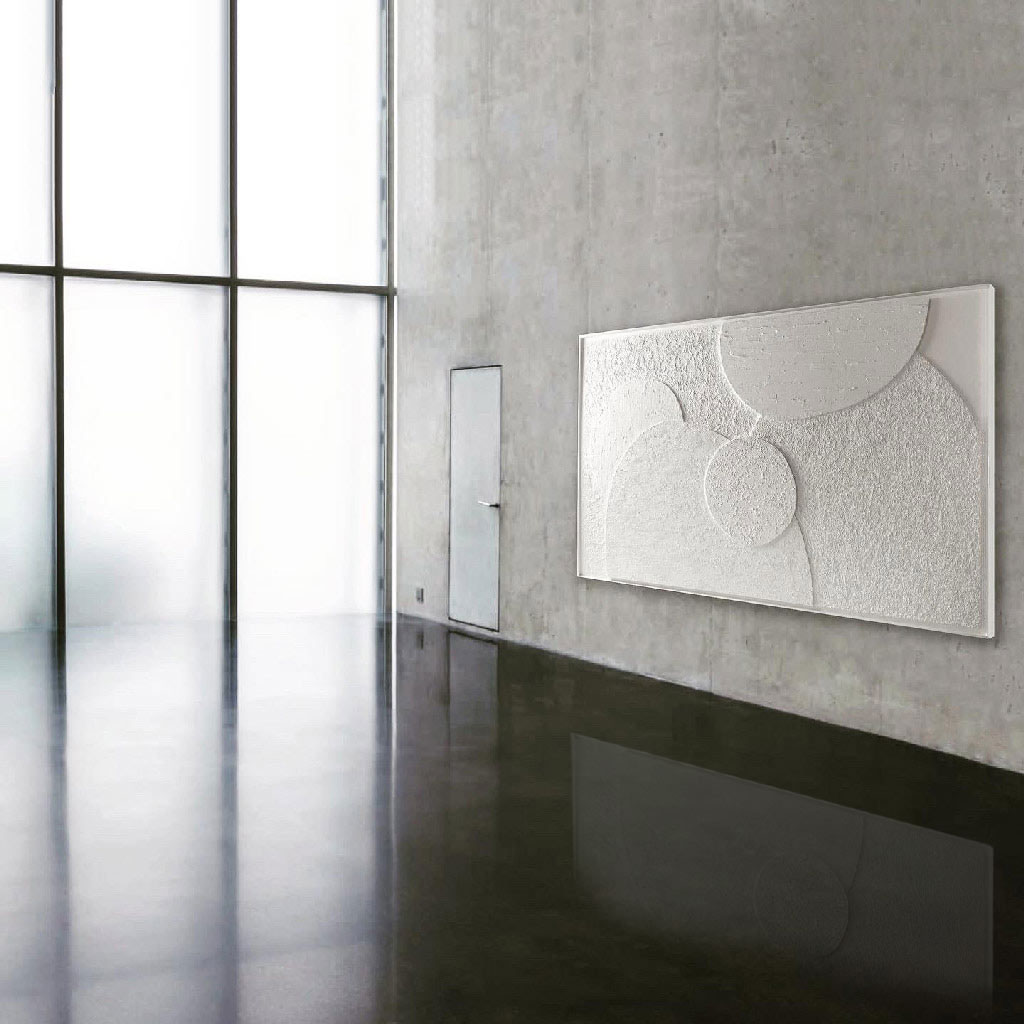 Struktur Bild in Weiss in einem digitalen Museum inszeniert