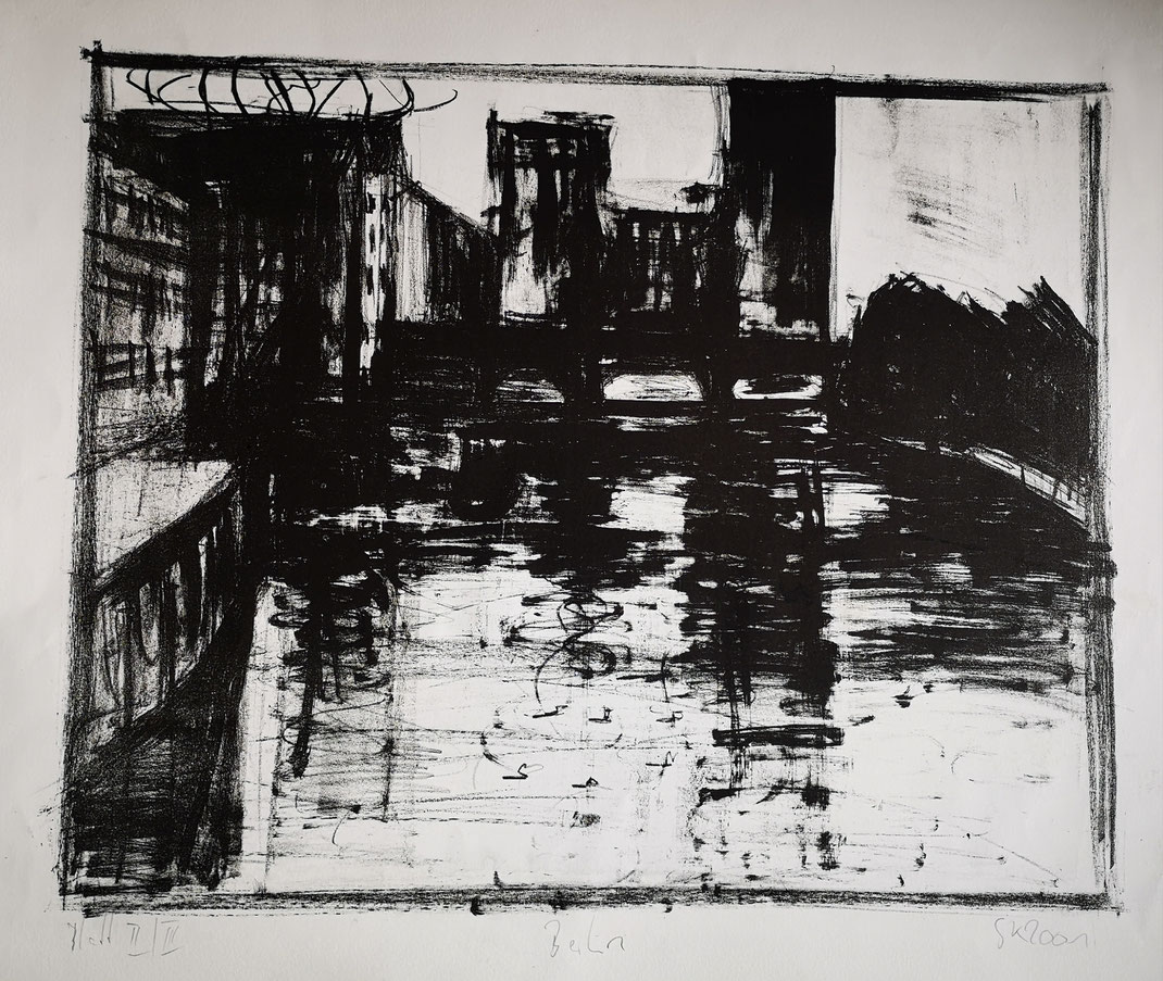 Die Oberbaumbrücke- Berlin, Lithographie, 2001