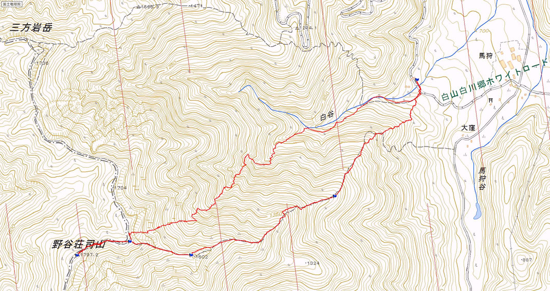 野谷荘司山 山スキールート図