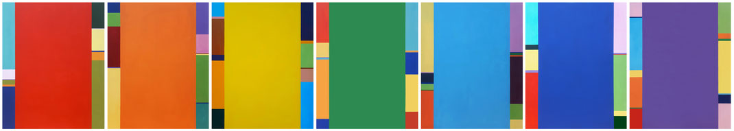 Regenbogenbilder 1-7, Acryl auf  Leinwand, je 100 x 80 cm, 2023
