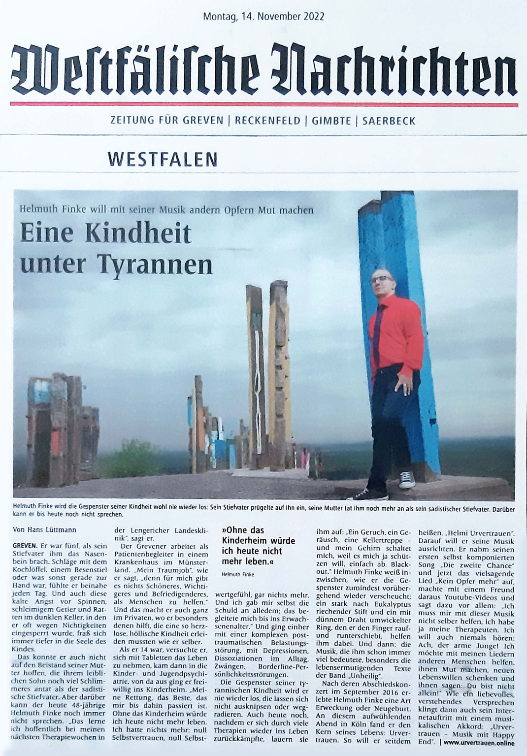 Zeitungsartikel Urvertrauen Westfälische Nachrichten