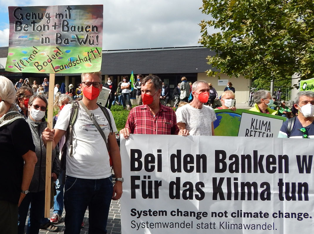 Zum Klimastreik 24.9.21 in Heilbronn: Genug mit Beton + Bauen in Ba-Wü! Klima! Boden! Landschaft!