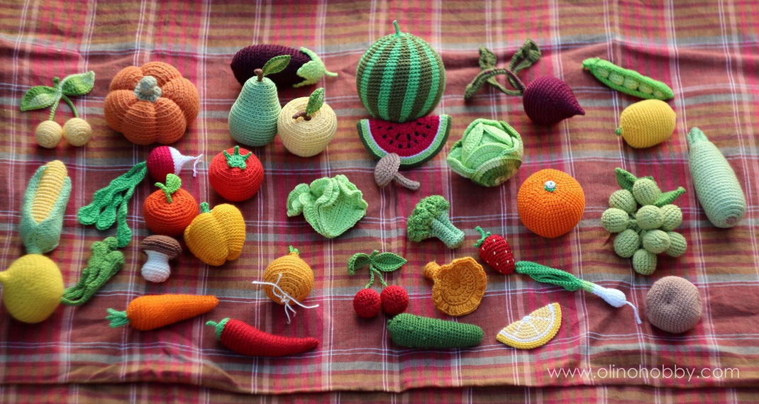 Вязаные фрукты и овощи OlinoHobby. Crochet fruits and vegetables by OlinoHobby.