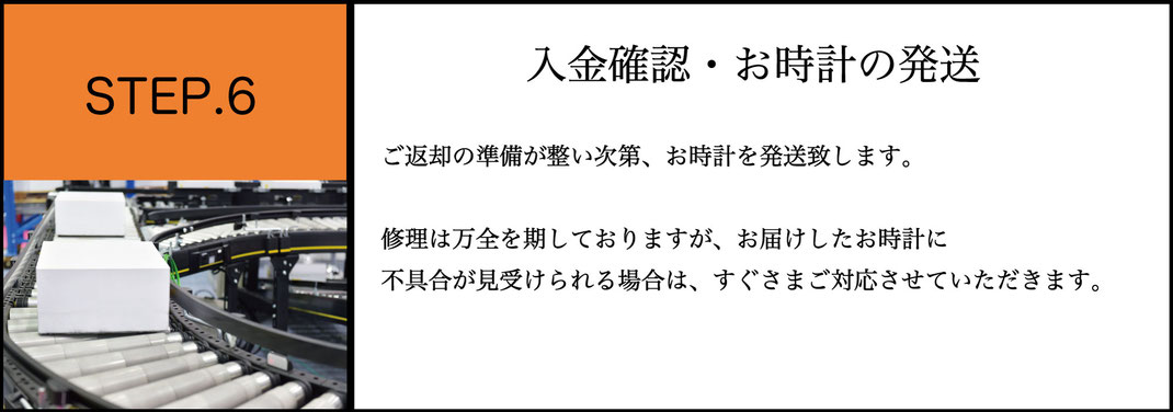 入金確認・時計の発送について