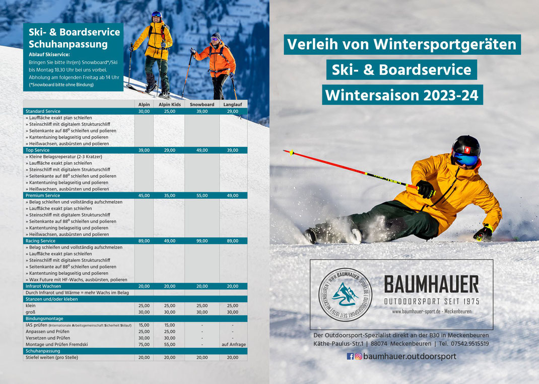 Ski- und Boardservice bei Baumhauer Outdoorsport in Meckenbeuren