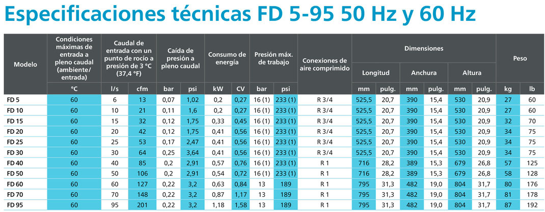 Especificaciones técnicas FD 5-95