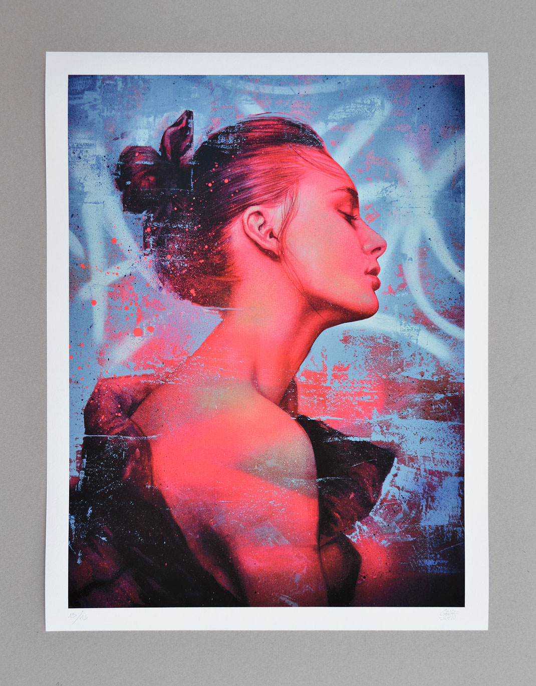 tirage d'art reproduction d'œuvre d'art urbain contemporain streetart graffiti portrait femme poster affiche d'art collection numérotée série limitée édition limitée exemplaire rare de l'artiste GRAFFMATT 