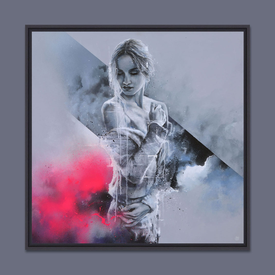 Œuvre d'art contemporain urbain portrait femme sombre mystique street-art artiste peintre graffeur GRAFFMATT artiste street-art français tableau d'art urbain vente galerie d'art chambéry savoie