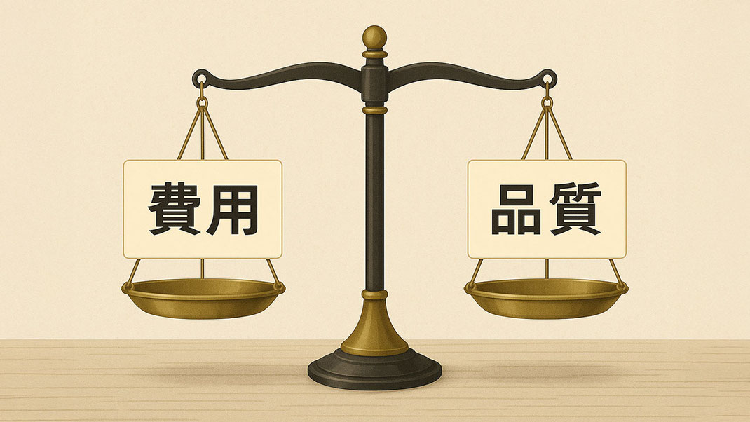 【イメージ画像】天秤にかけられた「費用」と「目安」