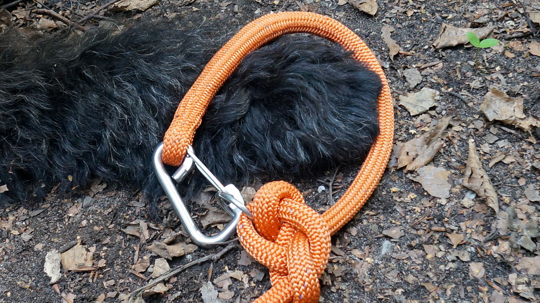 Karabiner hook (80 mm) spliced into 12 mm High-Line rope sheet