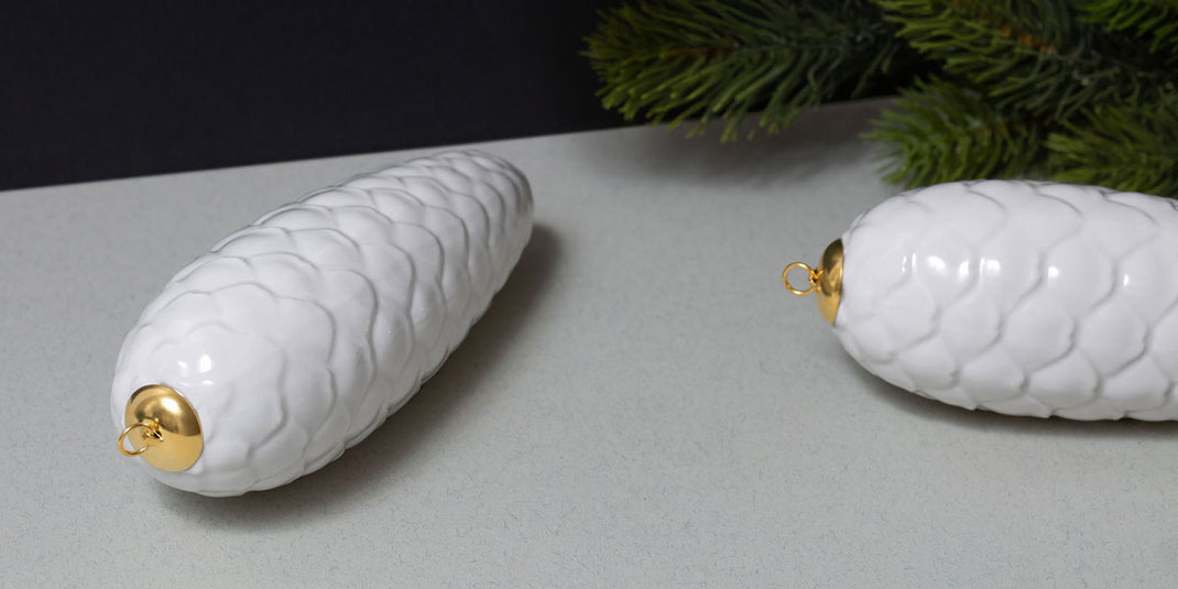 Tannenzapfen, Porzellan, Weihnachtsdeko, handmade, Berlin, Design Manufaktur