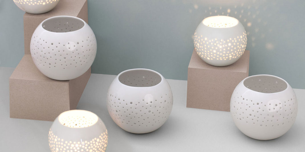 Teelicht, Porzellan, Windlicht, Deko, Balkon, Garten, Manufaktur, handmade, Berlin