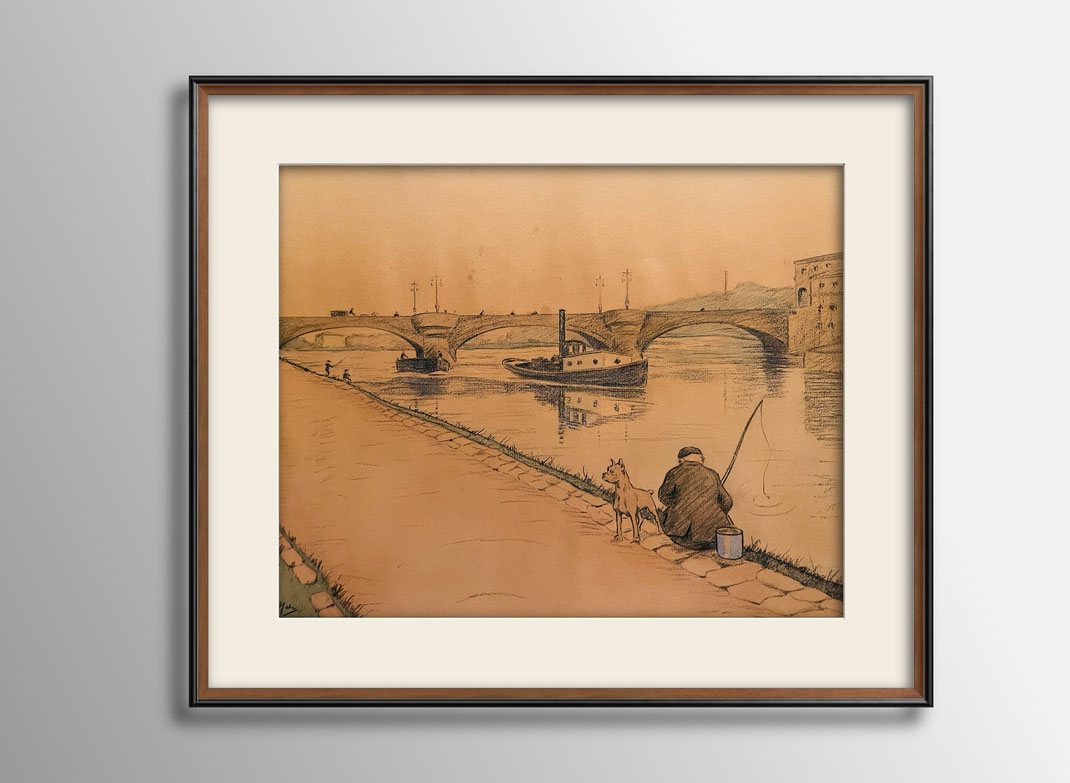 Aus der "STÄNDIGEN SAMMLUNG im MMKM MUSEUM MODERNE KUNST KÜLHEIM - Hermann Haber (1885-1942) - Partie am Leinpfad in Mülheim an der Ruhr