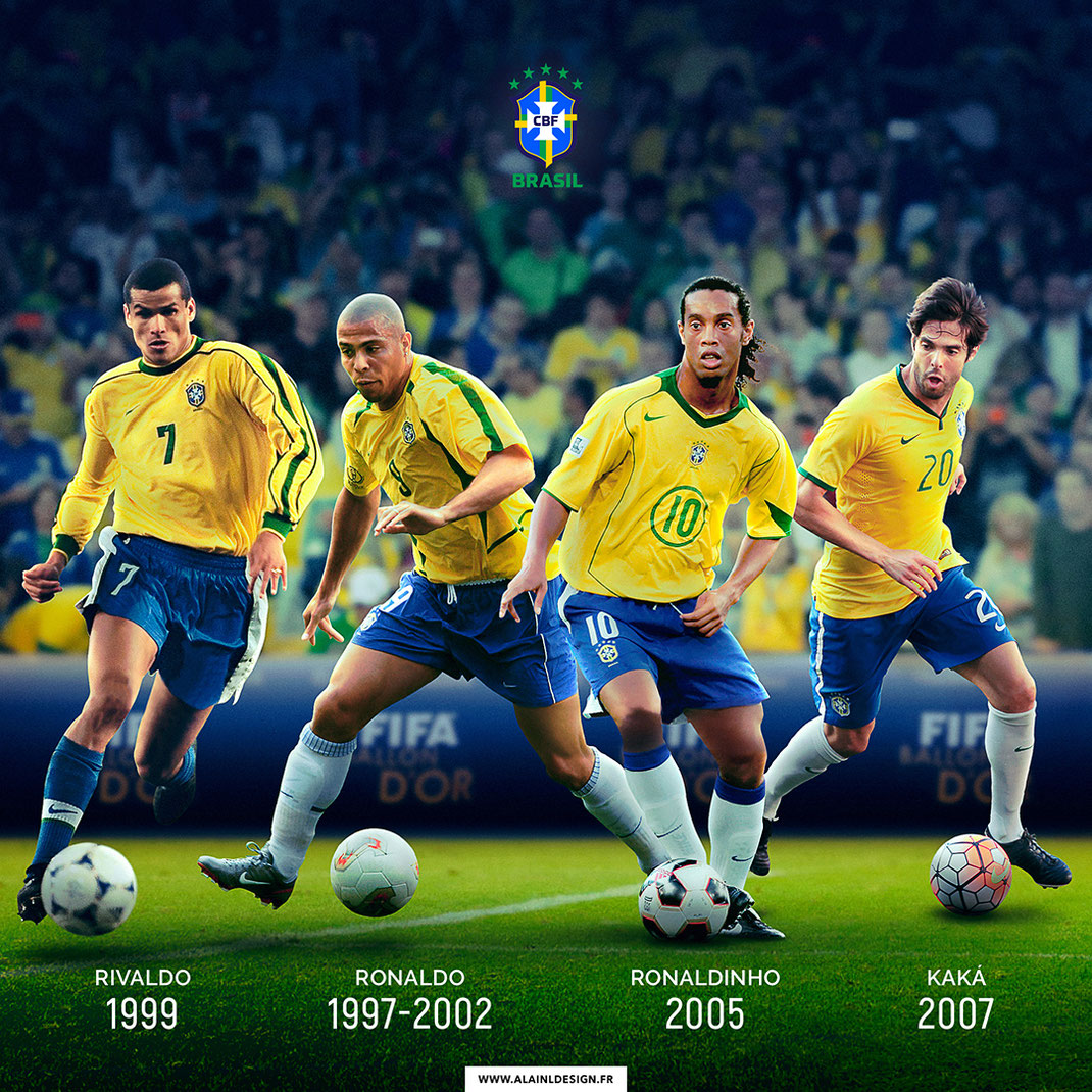 Rivaldo, Ronaldo, Ronaldinho, Kaká - Ballon d'or brésil