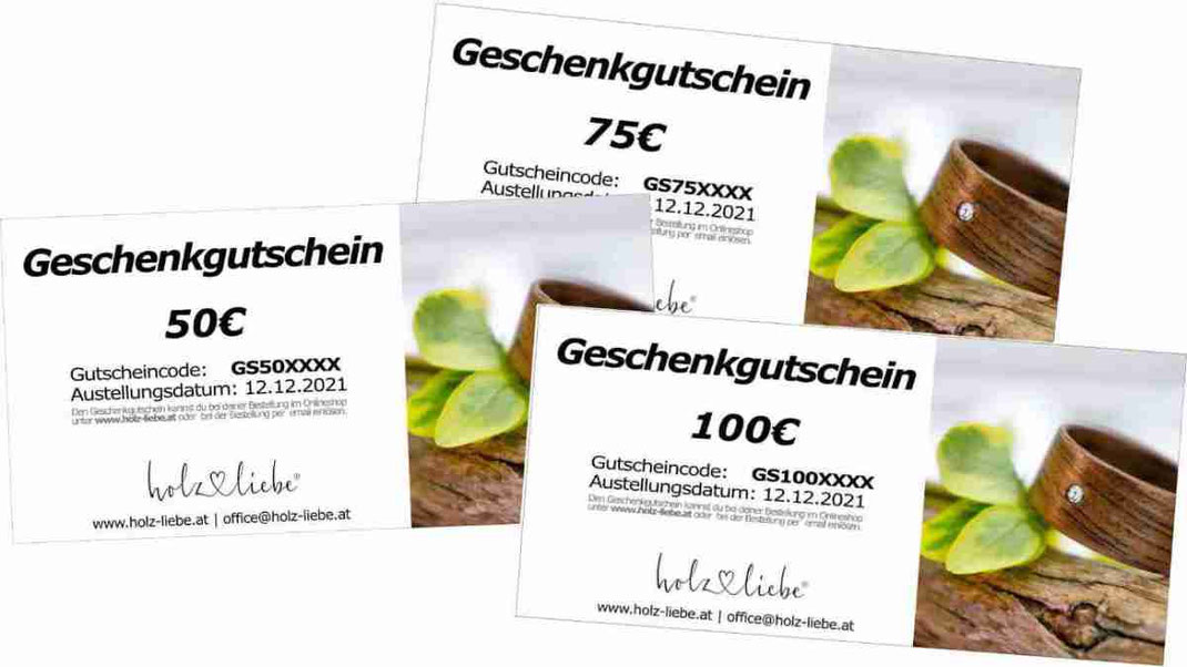 Geschenkhutscheine für Holzschmuck - das perfekte Geschenk für kurzentschlossene