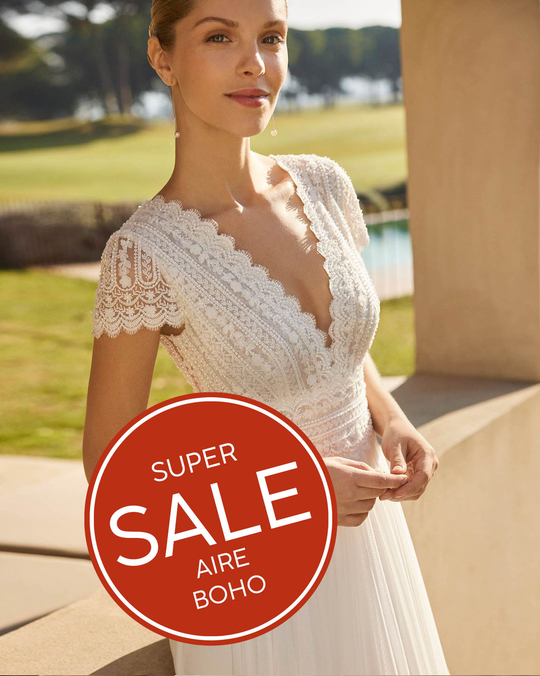 Preisreduziertes günstiges Brautkleid Zoe aus der Aire Boho Kollektion 2026