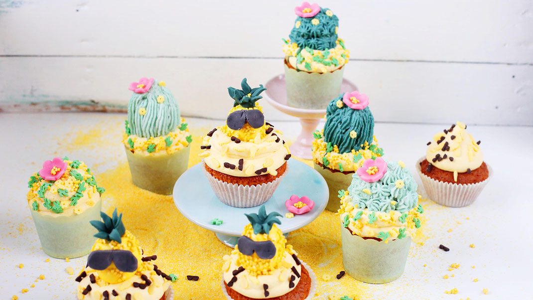 Cupcakes, Richie's Bakery, Backen, Dekorieren, Trend, Ananas, Kakteen, Hot, Summer, Party, Streudekor, Kaktus-Mix, Coolanas-Mix, Backen mit Liebe