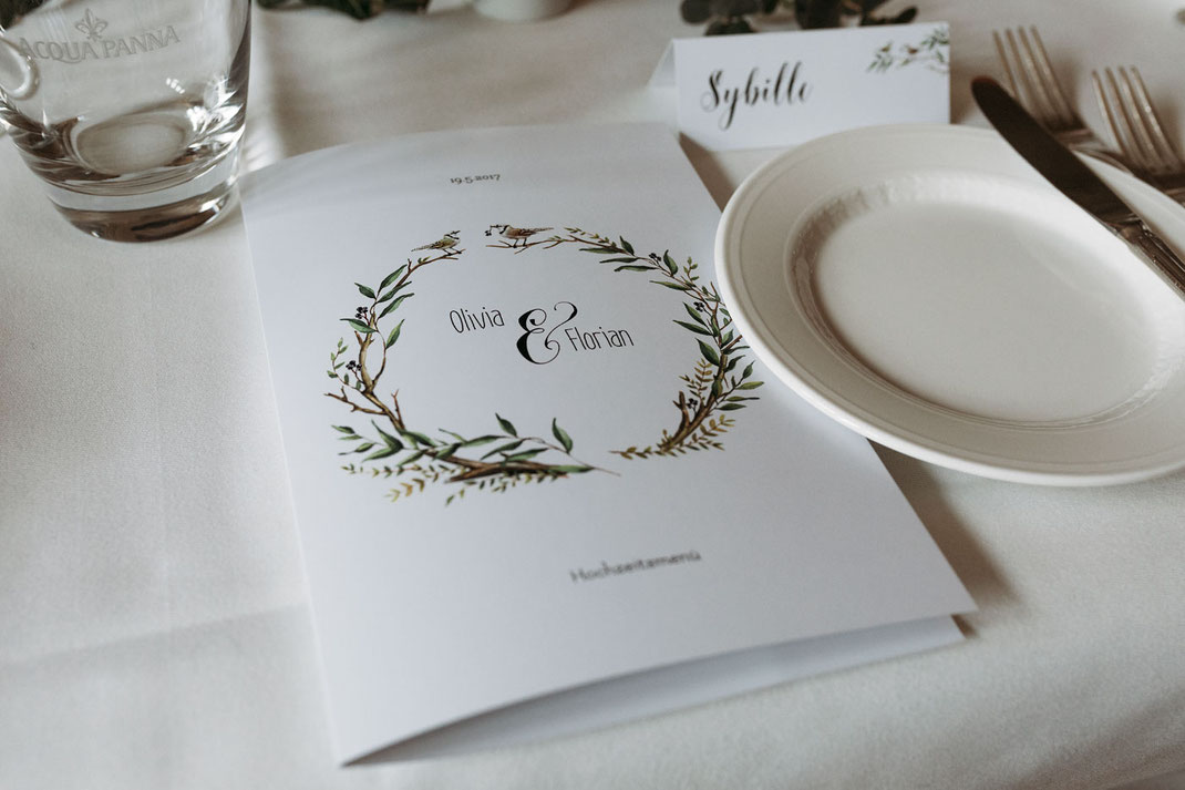 Menükarte Hochzeit Vintage