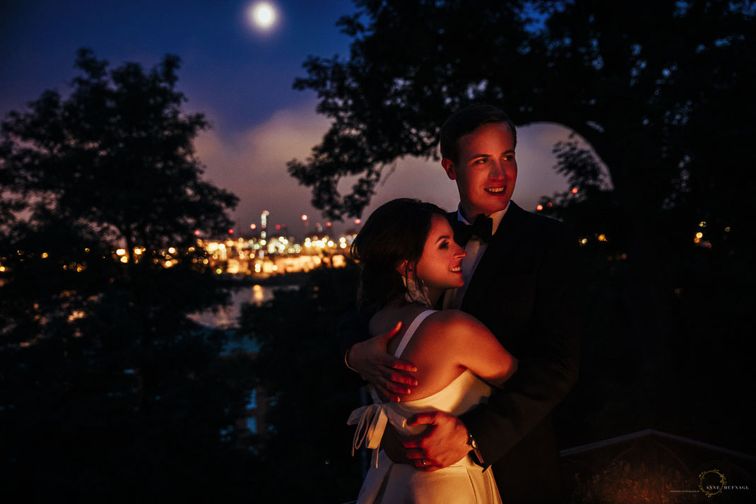 Hochzeit Terrasse Villa im Heinepark - Blick auf Hafen und Elbe / Fotografin: Anne Hufnagl