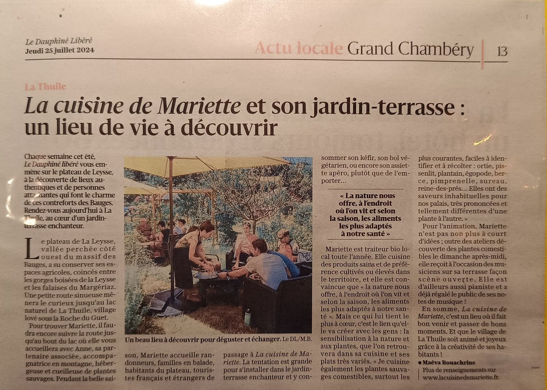 article paru dans le dauphiné libéré le 24 juil 2024