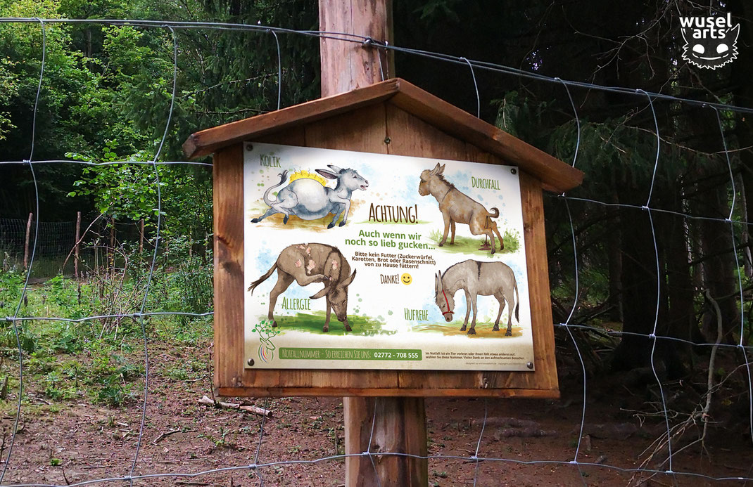 Wildpark Schild, Tierpark, Esel nicht füttern!