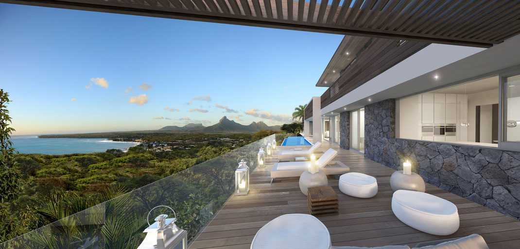 VUE sur TAMARIN et son lagon des VILLAS LA TOURELLE en PDS IRS