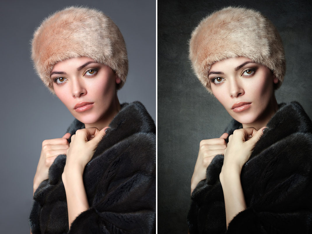 before and after: 2 textures from this collection where combined for the background of the right image