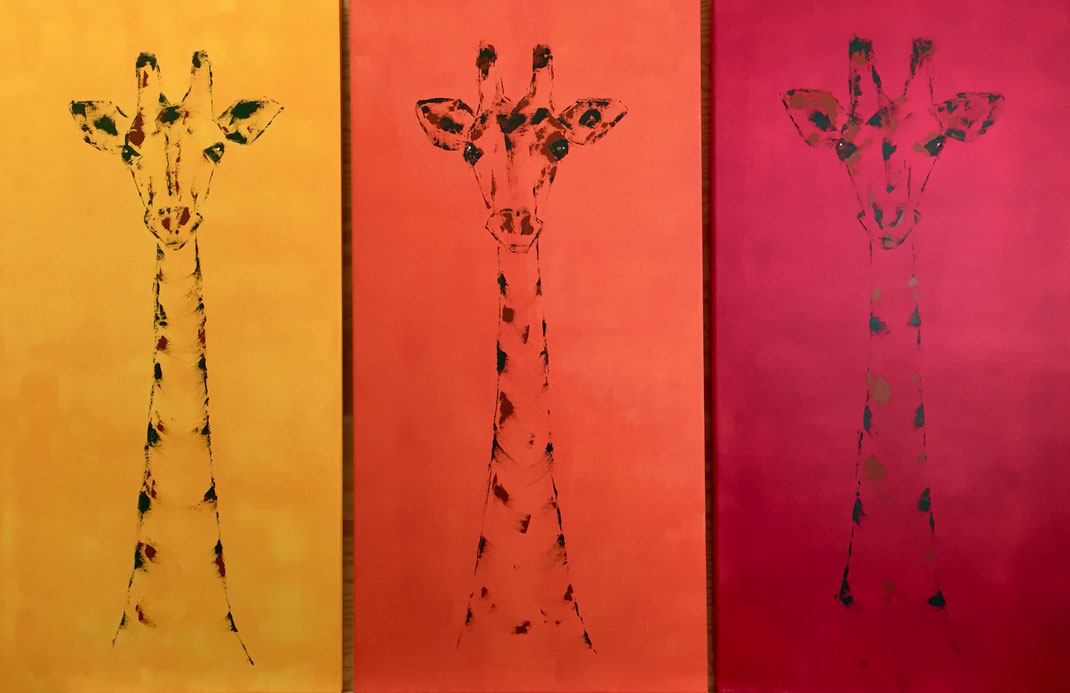 drei Giraffen acryl auf Leinwand