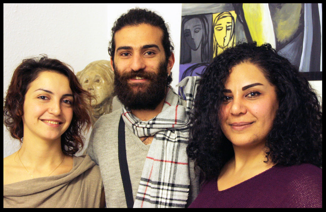 Die Künstler: Rasha Deeb, Ahmed Amer und Khadija Ghanem // Foto: Anne Retter