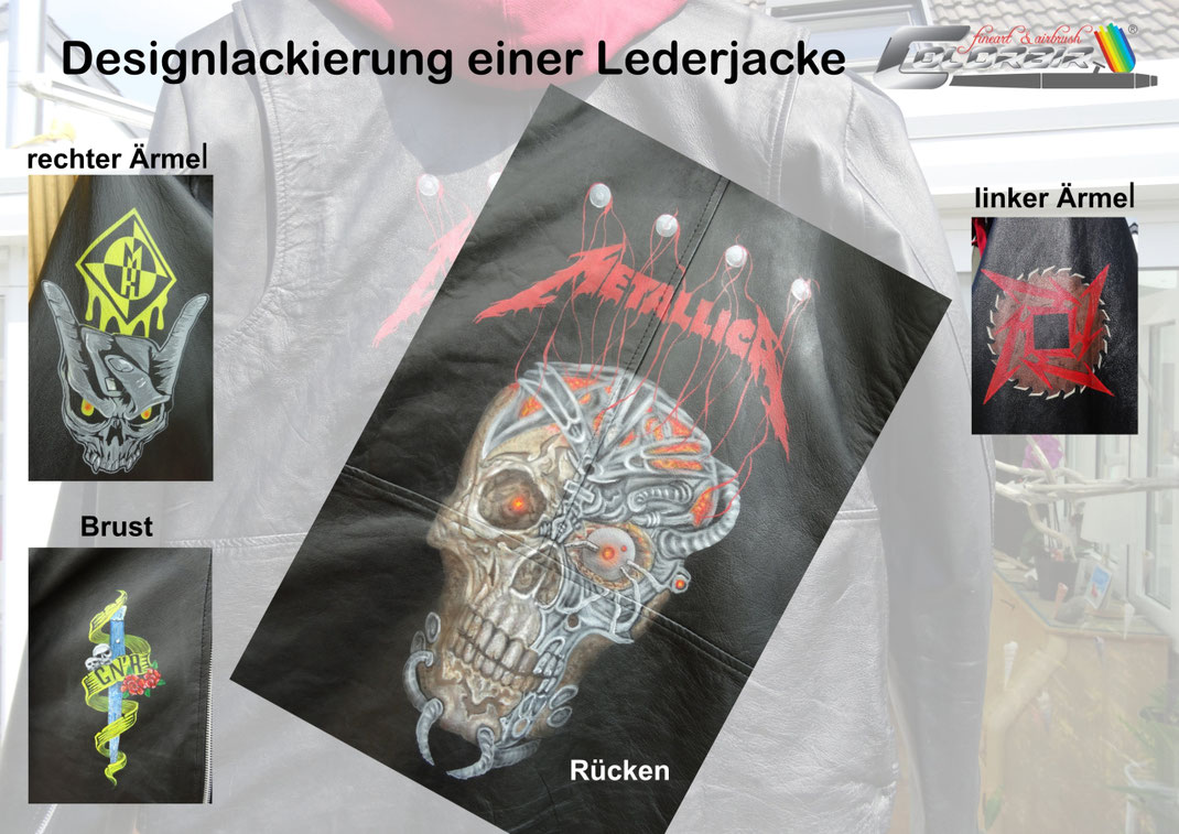 Lederdesign Lederjacke Airbrush Metallica GN'R Skull