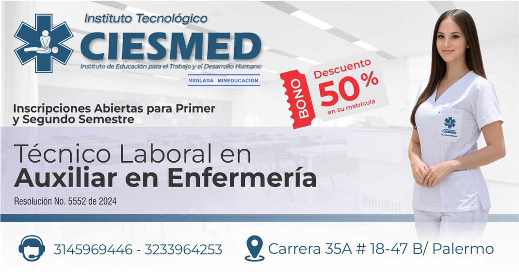 Técnico Laboral en Auxiliar en Enfermería, CIESMED, Inscripciones Abiertas