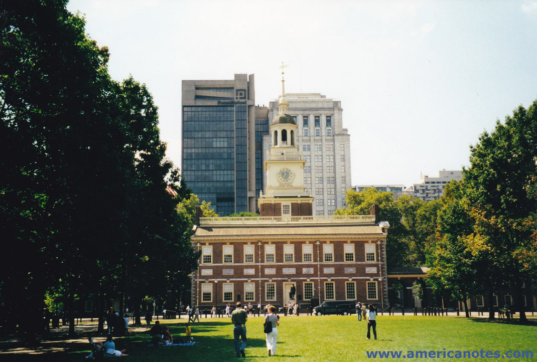 Die Geschichte der Unabhängigkeitserklärung der USA: Independence Hall in Philadelphia