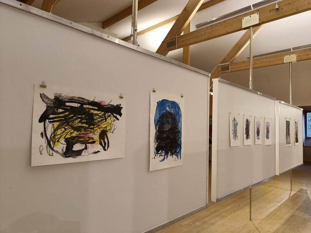 HEIKE BERL - DRAW HOPE. 2023, solo exhibition at the Lithographic Museum in Tidaholm, Sweden (drawings, lithographs & drypoints, pulp paintings, artist books)