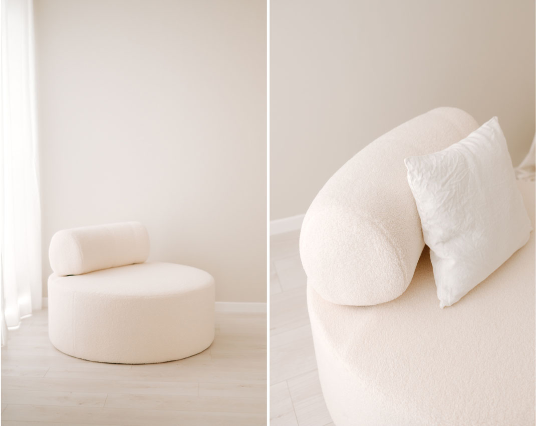 Home studio doux et lumineux pour séance photo grossesse et bébé à Brignoles