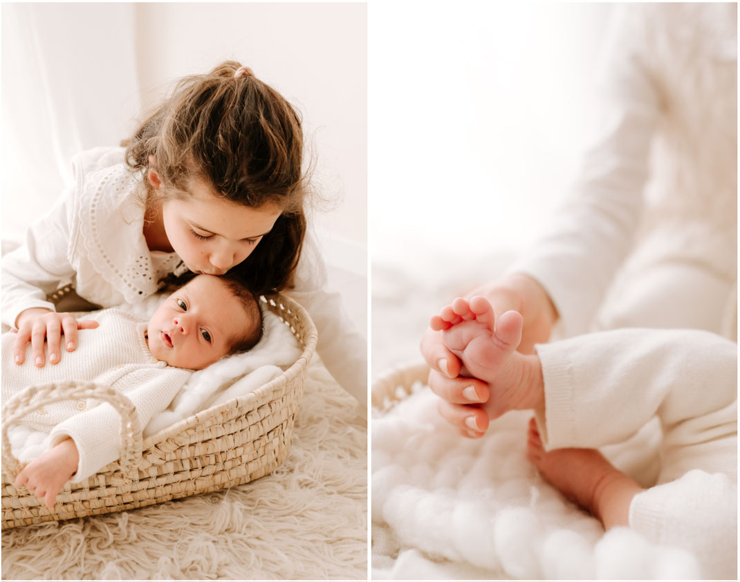Séance photo bébé en home studio à Brignoles, moment de douceur entre parent et enfant