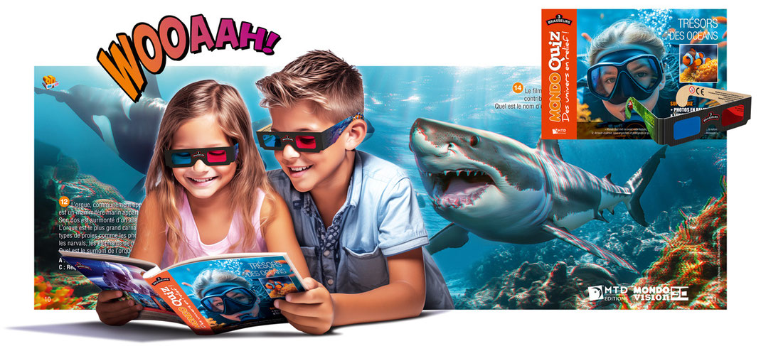 Trésors des Océans : Anaglyphes 3D + Quiz © Récréacom/MTD éditions, personnalisation pour 3 Brasseurs FRANCE